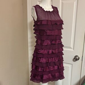 Hera Purple Ruffled Silk Dress XS